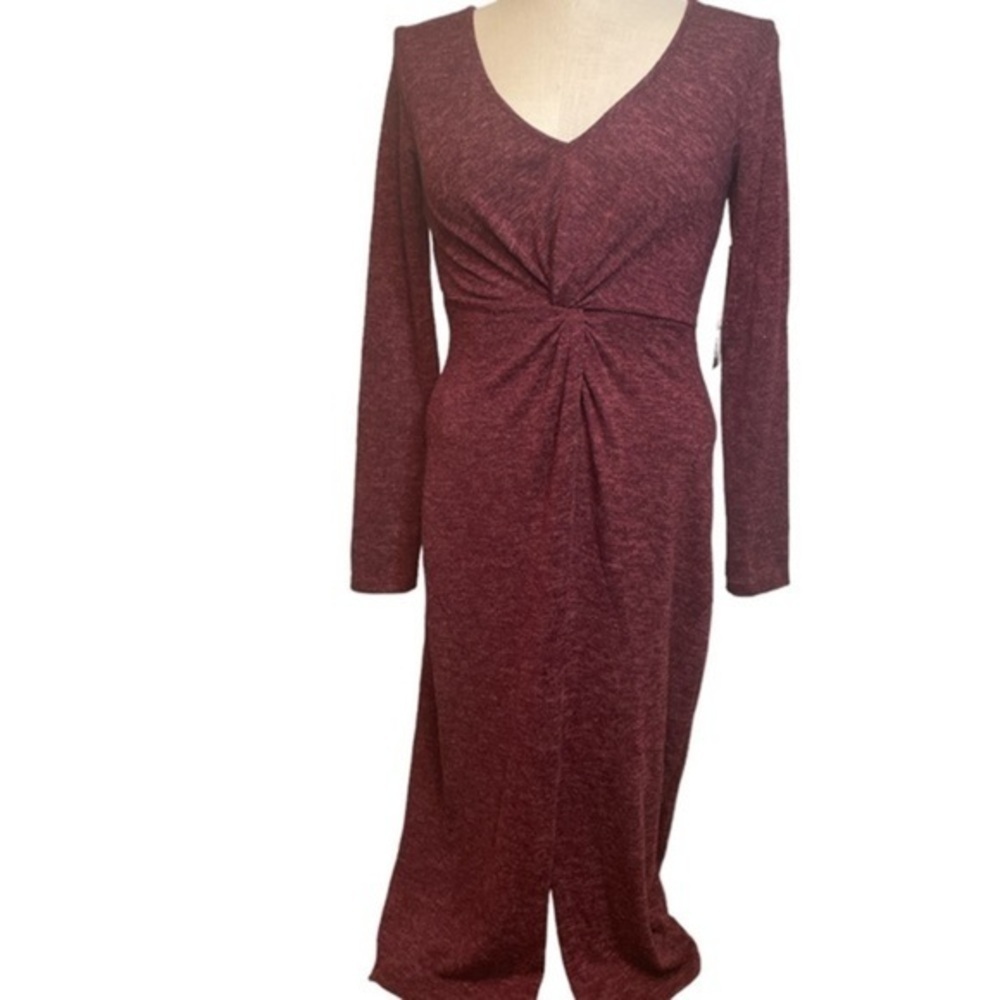 Threads & States Dress long sleeve twist front slit maxi New Sz Small